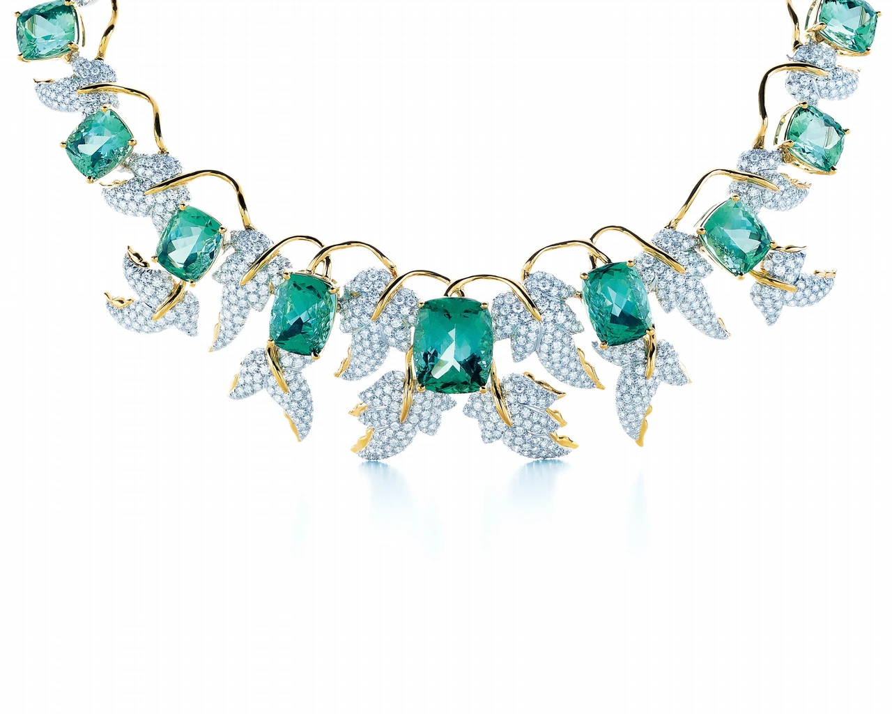 18K黃金鑲嵌綠碧璽和鑽石項鍊,Jean Schlumberger設計作品