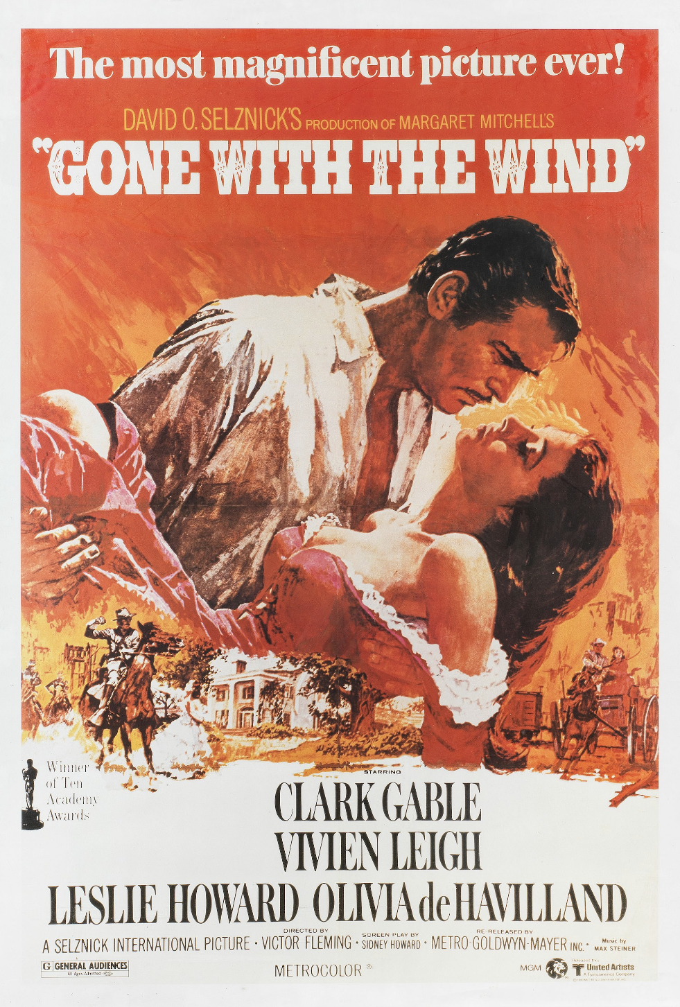 肯恩珍藏之《亂師佳人》電影畫報。Gone With the Wind, MGM, 1980 re-release, US one sheet poster, artwork by Howard Terpning, 66cm x 96cm。£956.25成交。